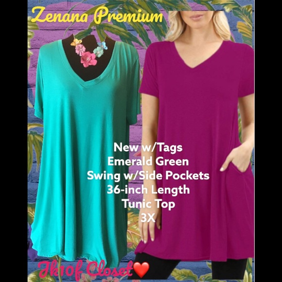 🌺NWT ZENANA OUTFITTERS 3X SWING TUNIC TOP - Picture 9 of 9